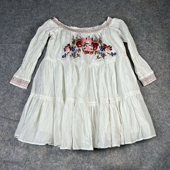Free People Dresses & Skirts - Free People Mini Dress Small Sunbeams Tiered Multicolor Embroidered Floral Boho